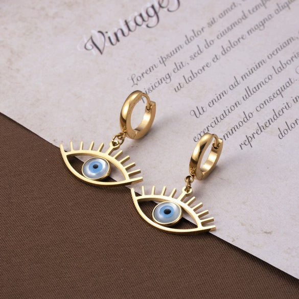 Titanium Steel Snakeshaped Leaf Chain Pendant Earrings For Women