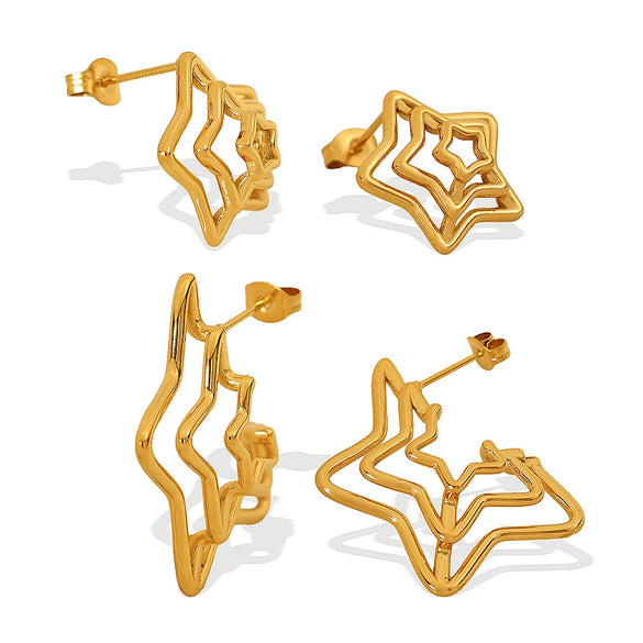 316L Stainless Steel Spider Web Fivepointed Star Earrings Electroplated Stylish Cold Style