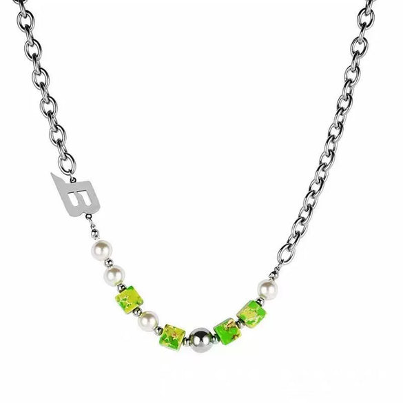 Titanium Steel Splicing Necklace With Geometric Pattern And Polishing Design For Unisex