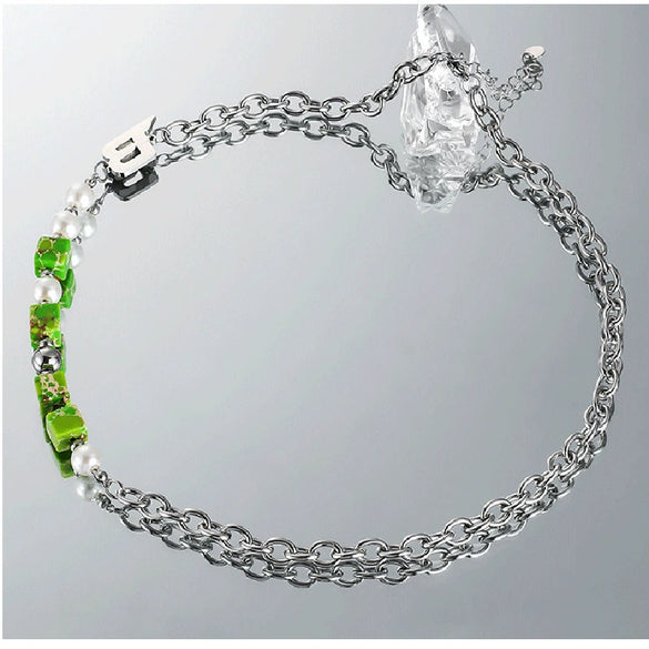 Titanium Steel Splicing Necklace With Geometric Pattern And Polishing Design For Unisex