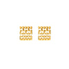 Titanium Steel Square Earrings With Simple Geometric Grid Design And Electroplating