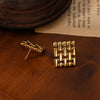 Titanium Steel Square Earrings With Simple Geometric Grid Design And Electroplating