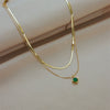 Titanium Steel Square Geometric Diamond Pendant Necklace With Double Layer Chain And Electroplating Treatment