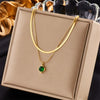 Titanium Steel Square Geometric Diamond Pendant Necklace With Double Layer Chain And Electroplating Treatment