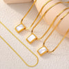 Titanium Steel Square Geometric Fritillaria Pendant Blade Necklace Gold Plated