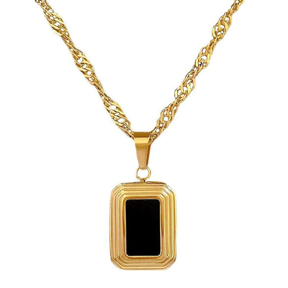 Titanium Steel Square Geometric Style Electroplated Fashion Necklace