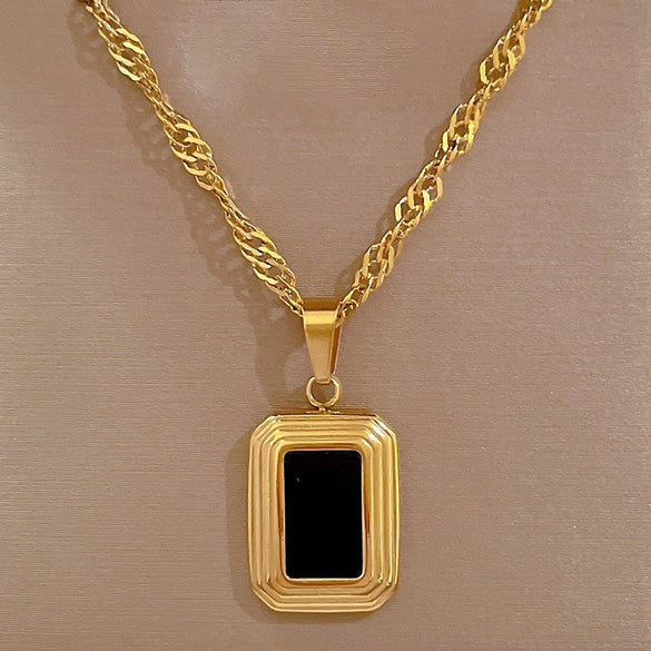 Titanium Steel Square Geometric Style Electroplated Fashion Necklace