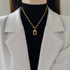 Titanium Steel Square Geometric Style Electroplated Fashion Necklace