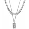 Titanium Steel Square Pendant Double Stack Cuba Thick Chain Necklace Geometric Style Unisex Hip Hop Sweater Chain Accessories