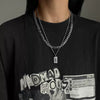 Titanium Steel Square Pendant Double Stack Cuba Thick Chain Necklace Geometric Style Unisex Hip Hop Sweater Chain Accessories