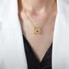 Titanium Steel Square Pendant Necklace And Ring Jewelry Suit With Devil's Eye Design And Electroplating Process