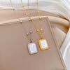 Titanium Steel Square Shell Minimalist Wind Furnace Real Gold Electroplated Cartoon Geometric Unisex Necklace