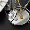 Titanium Steel Square Snake Bone Chain Double Layer Overlapping Collarbone Necklace With Geometric Pattern Light Luxury Style Jewelry For Female