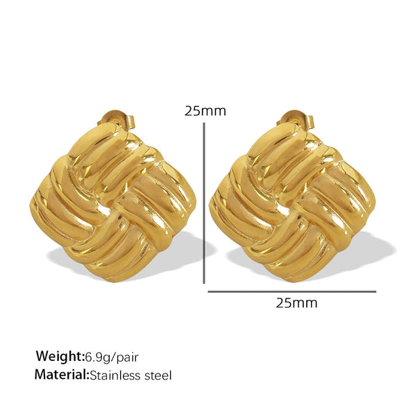 316L Stainless Steel Square Texture Earrings And Necklace With Stars Sun Moon Clouds Universe Pattern And Electroplating Design For Women