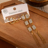 Titanium Steel Square Zircon Earrings With Electroplating Geometric Style For Women