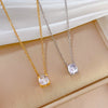 Titanium Steel Square Zircon Geometric Normcore Style Electroplating Necklace Unisex Accessory