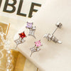 Titanium Steel Square Zircon Inlaid Sparkling Star Double Head Screw Ear Nail Women's Lovely Earrings