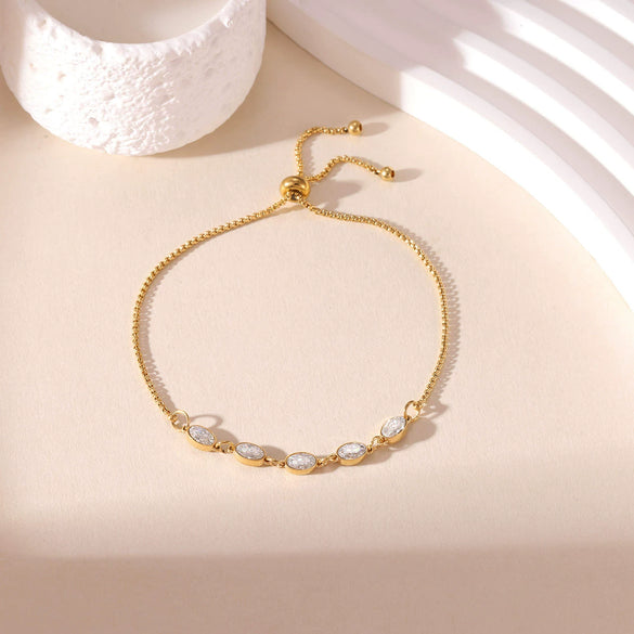 Titanium Steel Stacked Bracelet Geometric Inlaid Zircon Electroplated Light Luxury Women's Jewelry