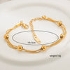 Titanium Steel Stacked Women's Minimalist Bracelet With Gold Bead And Gold Chain 18K Electroplated