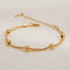 Titanium Steel Stacked Women's Minimalist Bracelet With Gold Bead And Gold Chain 18K Electroplated