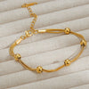 Titanium Steel Stacked Women's Minimalist Bracelet With Gold Bead And Gold Chain 18K Electroplated