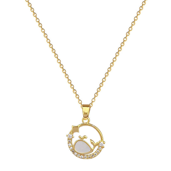 Titanium Steel Stainless Steel Copper Ring Shell Whale Diamond Necklace Unisex Allmatch Clavicle Chain With Geometric Style