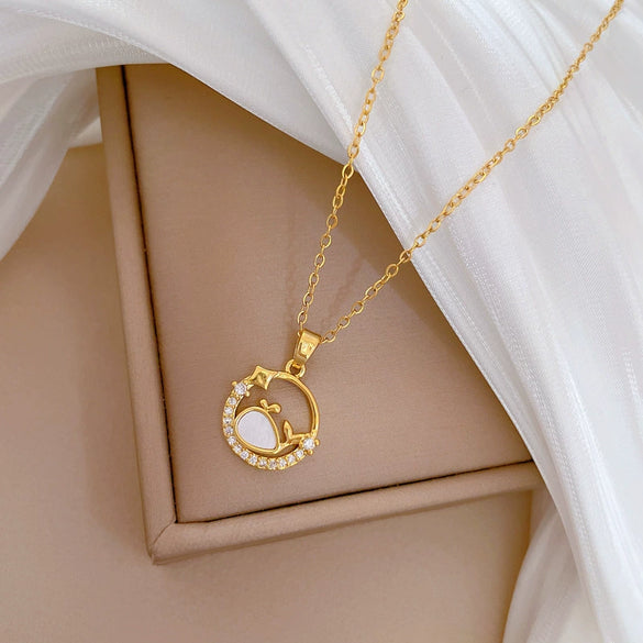 Titanium Steel Stainless Steel Copper Ring Shell Whale Diamond Necklace Unisex Allmatch Clavicle Chain With Geometric Style