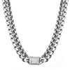 Titanium Steel Stainless Steel Cuban Chain Hiphop Geometric Microinlaid White Diamond Clasp Encrypted Necklace With Polishing And Electroplating For Men