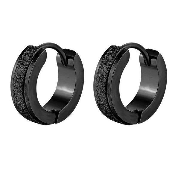 Titanium Steel Stainless Steel Doubleline Pressure Sand Flat Ear Buckle Round Geometric Earrings With Electroplating