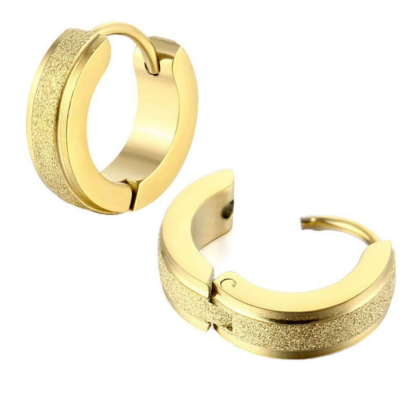 Titanium Steel Stainless Steel Doubleline Pressure Sand Flat Ear Buckle Round Geometric Earrings With Electroplating
