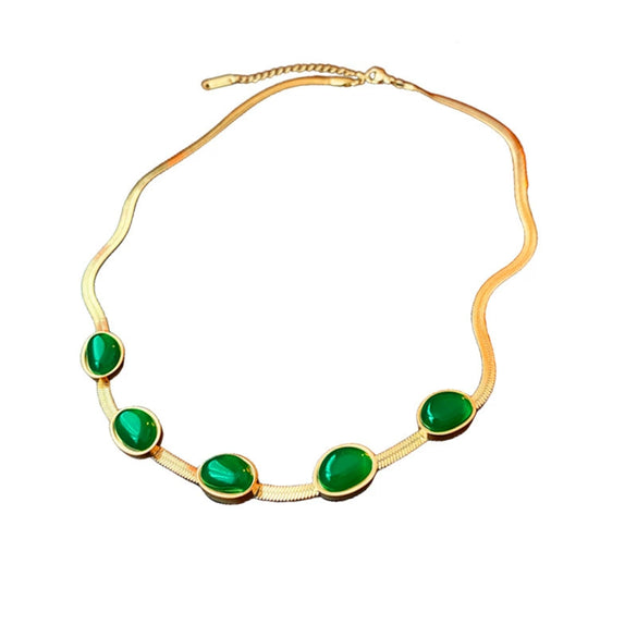 Titanium Steel Stainless Steel Drop Shape Retro Niche Design Sense Clavicle Snake Bone Chain Necklace For Women With Electroplating