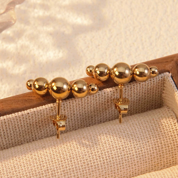 Titanium Steel Stainless Steel Geometric Round Ball Electroplated Earrings