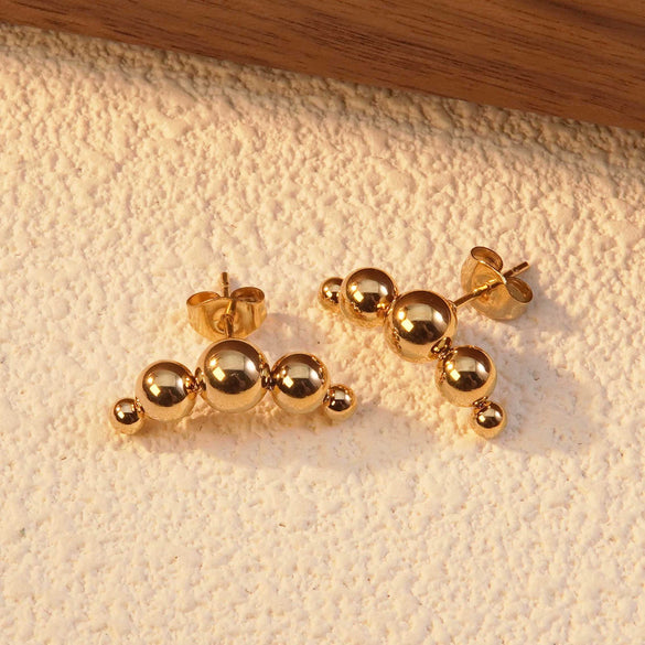 Titanium Steel Stainless Steel Geometric Round Ball Electroplated Earrings