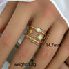 Titanium Steel Stainless Steel Geometric Round Ring With Black And White Enamel Real Gold Plating Retro Opening Nonfading Oil Dripping For Women