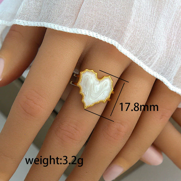 Titanium Steel Stainless Steel Geometric Round Ring With Black And White Enamel Real Gold Plating Retro Opening Nonfading Oil Dripping For Women