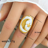 Titanium Steel Stainless Steel Geometric Round Ring With Black And White Enamel Real Gold Plating Retro Opening Nonfading Oil Dripping For Women
