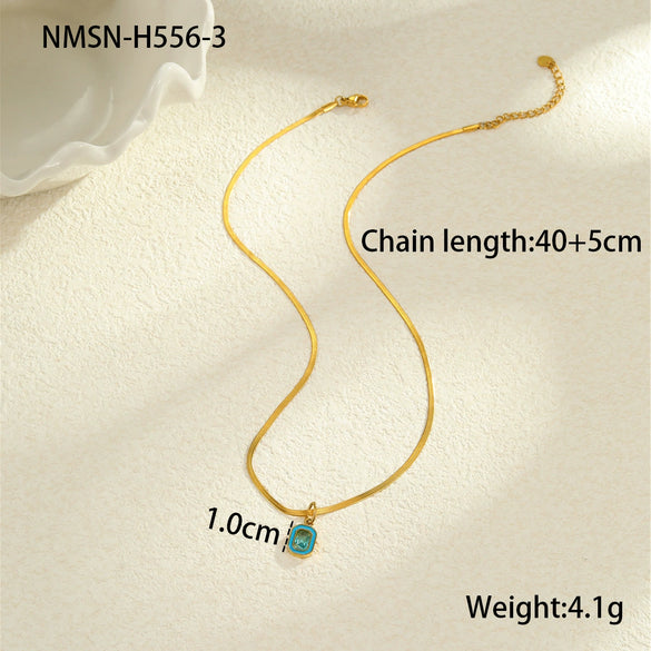 Titanium Steel Stainless Steel Geometric Zircon Pendant Necklace 18K Gold Plated Women's Fashion Minimalist Neck Accessory