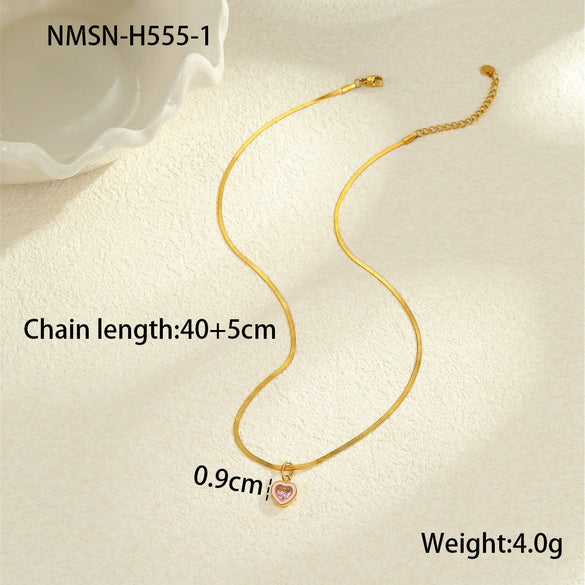 Titanium Steel Stainless Steel Geometric Zircon Pendant Necklace 18K Gold Plated Women's Fashion Minimalist Neck Accessory