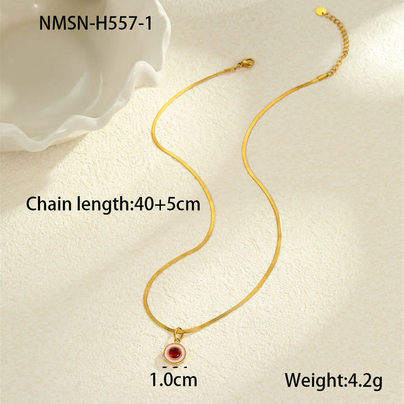 Titanium Steel Stainless Steel Geometric Zircon Pendant Necklace 18K Gold Plated Women's Fashion Minimalist Neck Accessory