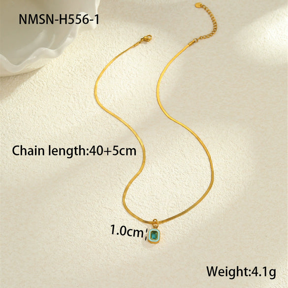 Titanium Steel Stainless Steel Geometric Zircon Pendant Necklace 18K Gold Plated Women's Fashion Minimalist Neck Accessory