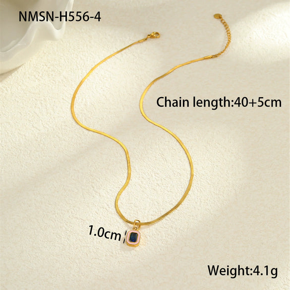 Titanium Steel Stainless Steel Geometric Zircon Pendant Necklace 18K Gold Plated Women's Fashion Minimalist Neck Accessory