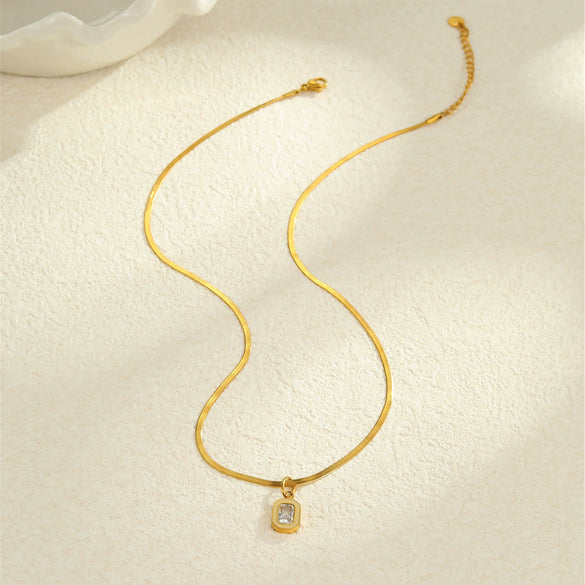 Titanium Steel Stainless Steel Geometric Zircon Pendant Necklace 18K Gold Plated Women's Fashion Minimalist Neck Accessory
