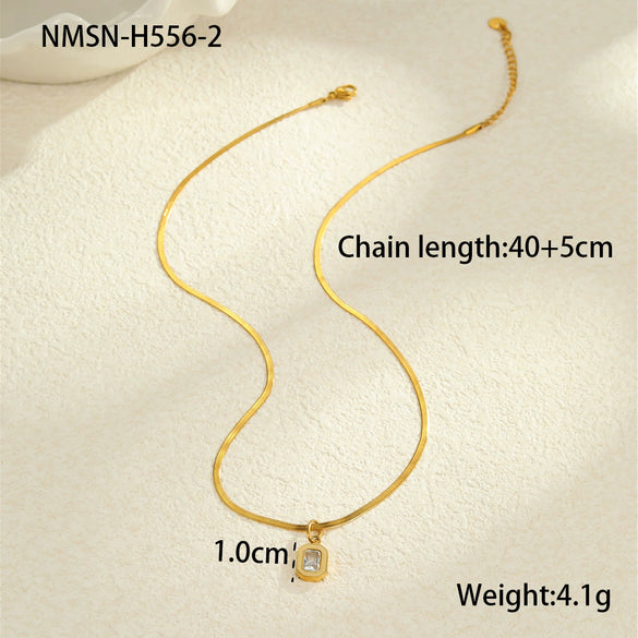 Titanium Steel Stainless Steel Geometric Zircon Pendant Necklace 18K Gold Plated Women's Fashion Minimalist Neck Accessory