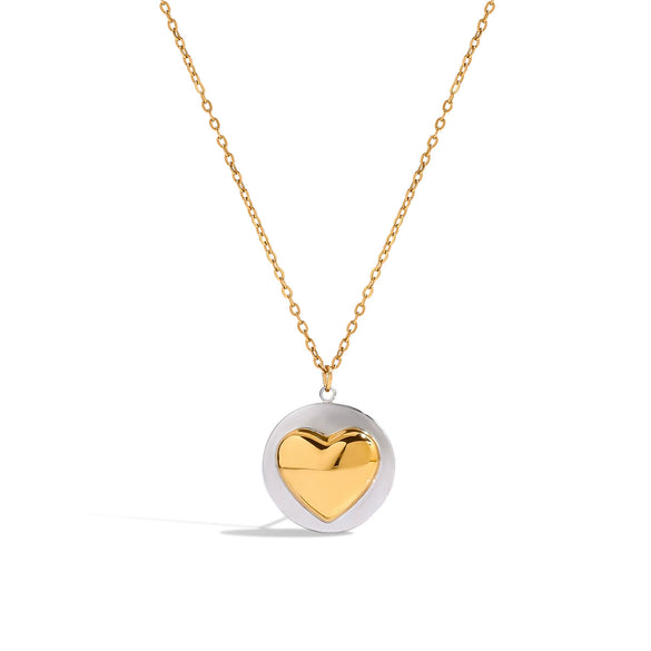 Titanium Steel Stainless Steel Heart Pendant Necklace With Geometric Pattern And Electroplating For Women Light Luxury Highend Style