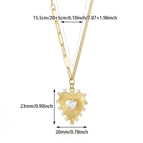 Titanium Steel Stainless Steel Heart Shaped Necklace With Zircon Insect Geometric Pattern And Diamond Design