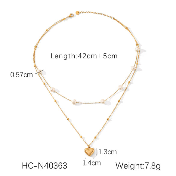 Titanium Steel Stainless Steel Imitation Pearl Love Heartshaped Jewelry Set With Pearls And Vacuum Plated Featuring Love Water Drop And Bell Patterns