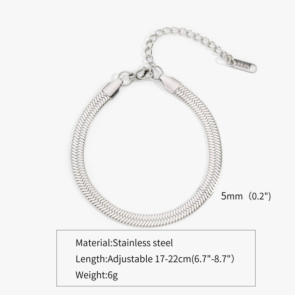Titanium Steel Stainless Steel Plated 18K Gold Electroplated Women's Bracelet With Wave Geometric Snake Bone Design