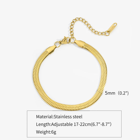 Titanium Steel Stainless Steel Plated 18K Gold Electroplated Women's Bracelet With Wave Geometric Snake Bone Design