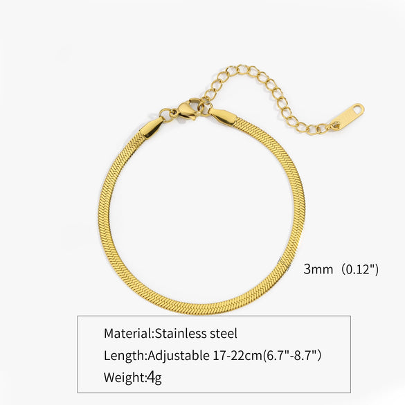 Titanium Steel Stainless Steel Plated 18K Gold Electroplated Women's Bracelet With Wave Geometric Snake Bone Design
