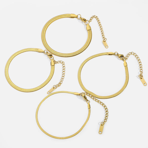 Titanium Steel Stainless Steel Plated 18K Gold Electroplated Women's Bracelet With Wave Geometric Snake Bone Design